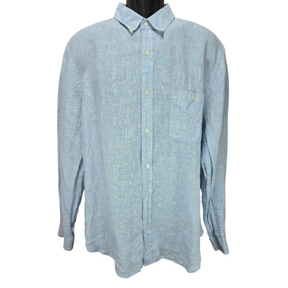 7 For All Mankind Mens Linen Button-Up Long Sleeve Casual Lightweight Shirt XL - Picture 1 of 6